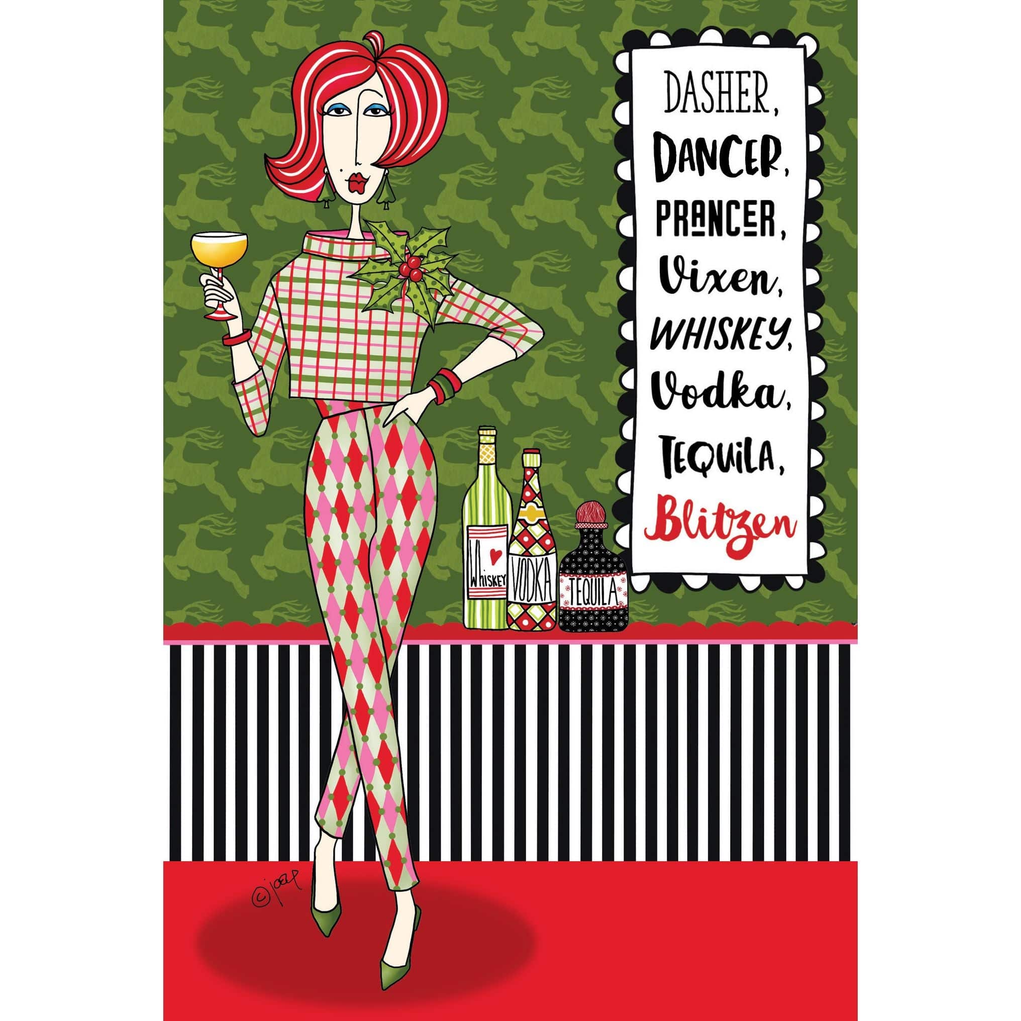 Seasonal Tequila Blitzen Christmas card by Dolly Mamas featuring festive holiday design from Pictura.